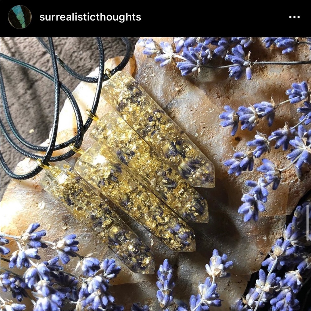 Crystals with lavender and gold